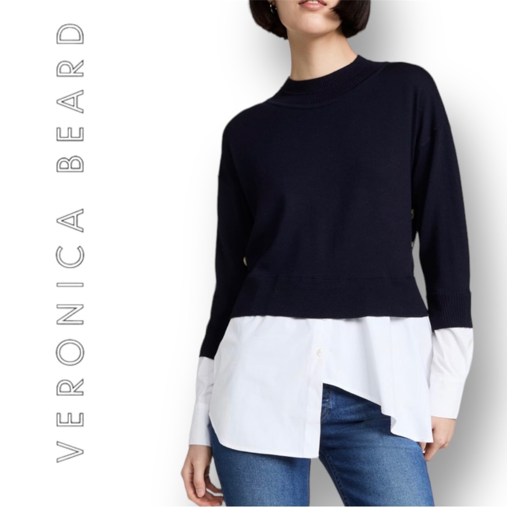 VERONICA BEARD BERI MIXED MEDIA PULLOVER SWEATER